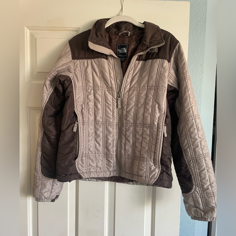 The North Face Brown and Taupe Quilted Insulated Jacket